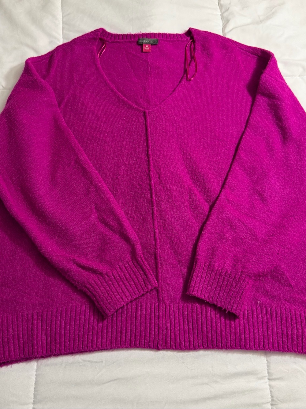 V-Neck Sweater - Fuchsia Pink